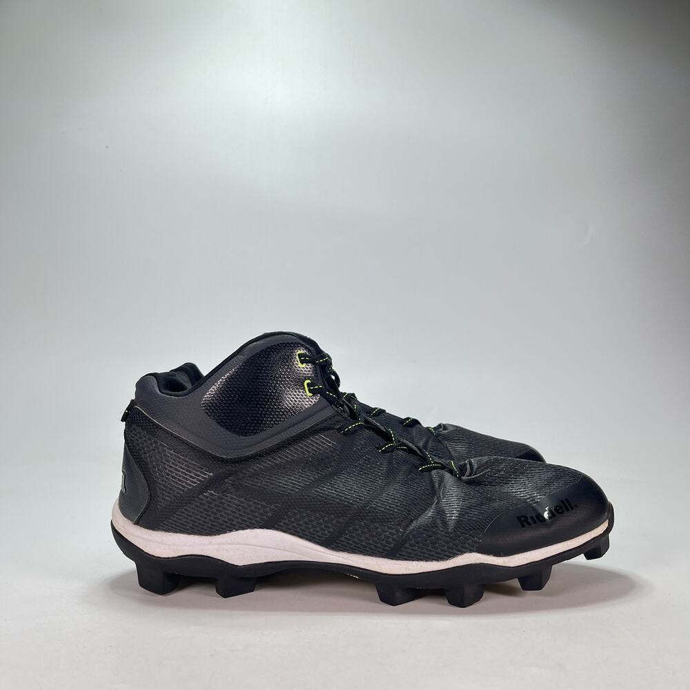 Riddell Generator Mid Black Lime Green Athletic Lace Football Cleat Mens Size 11